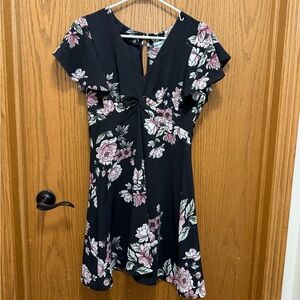 Almost Famous Black Dress with Pink Floral Design